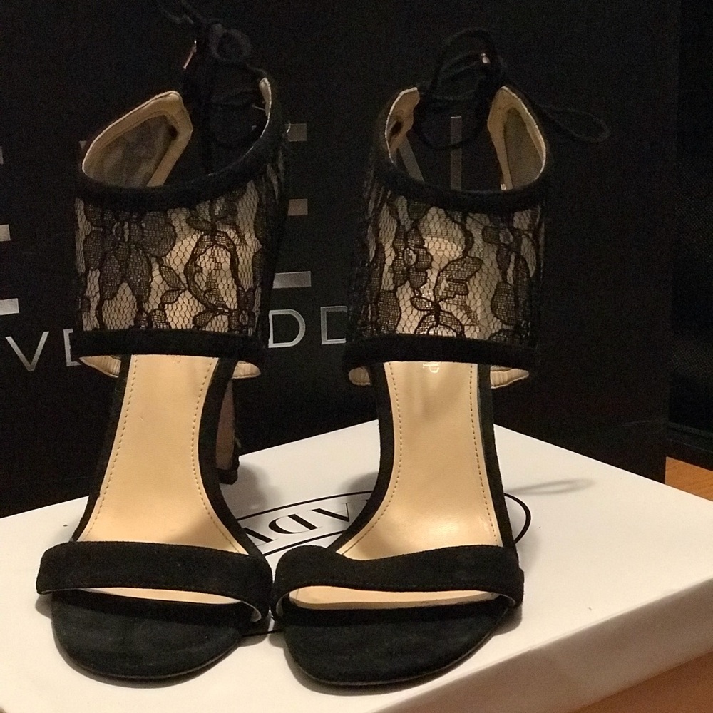 Black lace heels